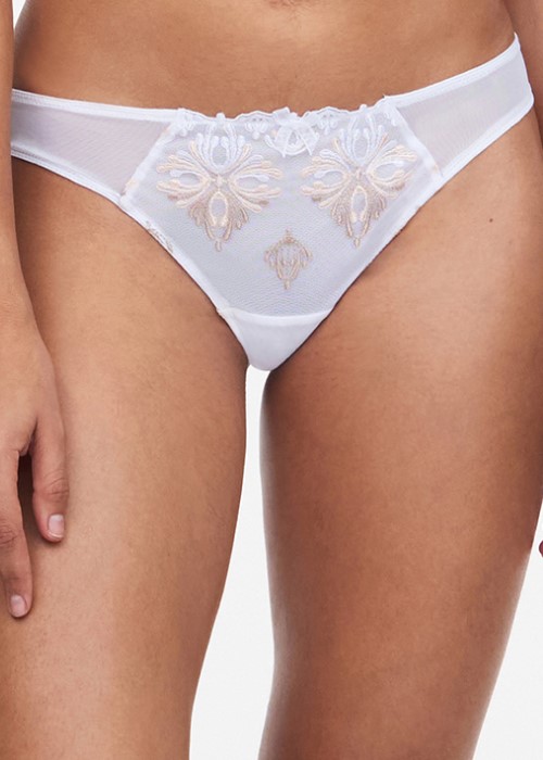 Chantelle Champs Elysees Tanga (white/brown) at Under Wraps Lingerie