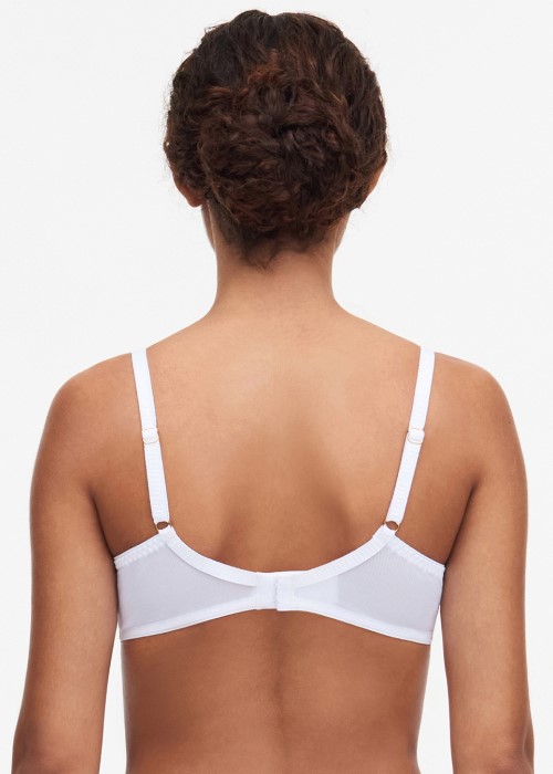 Chantelle Champs Elysees Very Covering Underwired 3-Part Bra (white/brown, back) at Under Wraps Lingerie