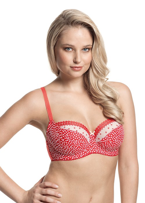 Cleo Minnie Balcony Bra (red, close up) at Under Wraps Lingerie