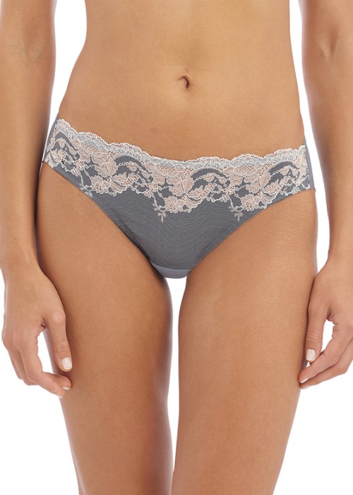 Wacoal Lace Affair Bikini Brief (quiet shade-wind chime grey) at Under Wraps Lingerie