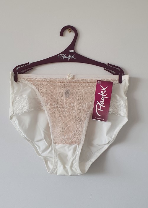 Playtex Tonique Decorated Maxi Brief (ivory, front) at Under Wraps Lingerie