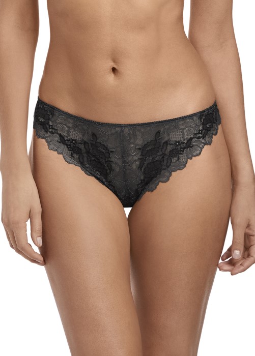 Wacoal Lace Perfection Tanga (charcoal grey, front) at Under Wraps Lingerie
