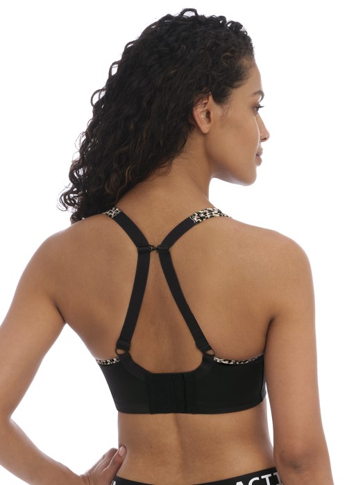 Freya Active Sonic Underwired Moulded Spacer Sports Bra (pure leopard black, back 2) at Under Wraps Lingerie