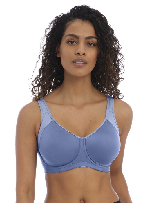 Freya Active Sonic Underwired Moulded Spacer Sports Bra (denim blue, front) at Under Wraps Lingerie