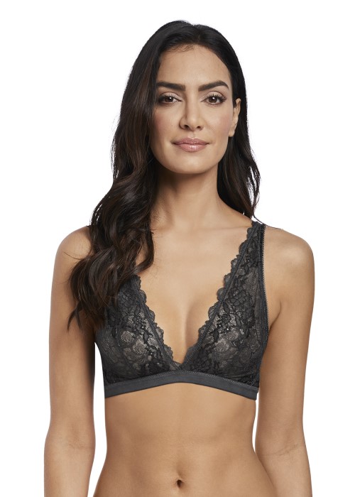 Wacoal Lace Perfection Bralette (charcoal grey, close up) at Under Wraps Lingerie