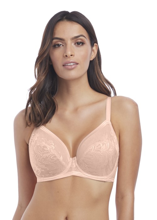 Wacoal Net Effects Underwire Bra (rose dust, close up) at Under Wraps Lingerie
