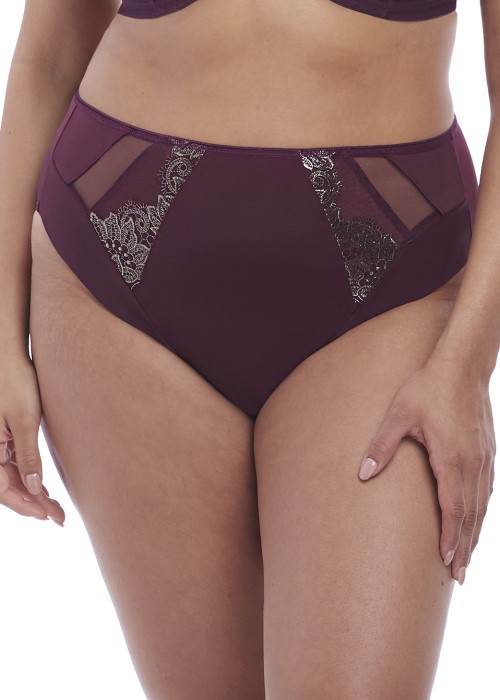 Elomi Eugenie High-Leg Brief (purple gilded berry, front) at Under Wraps Lingerie