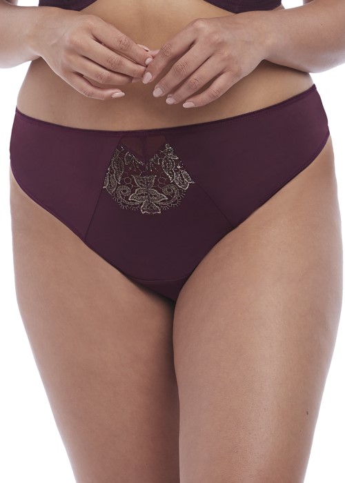 Elomi Eugenie Thong (purple gilded berry) at Under Wraps Lingerie