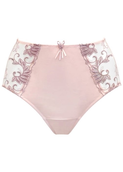 Pour Moi Imogen Rose Embroidered Brief (pink/taupe, close up) at Under Wraps Lingerie