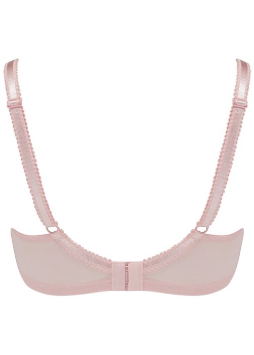 Pour Moi Imogen Rose Embroidered Full Cup Bra (pink/taupe, back) at Under Wraps Lingerie