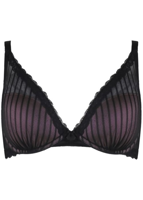 Pour Moi Luxe Linear Lightly Padded Bra (black/blush, front) at Under Wraps Lingerie