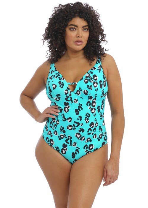 Elomi Kotiya Non-Wired Swimsuit (lagoon, front) at Under Wraps Lingerie